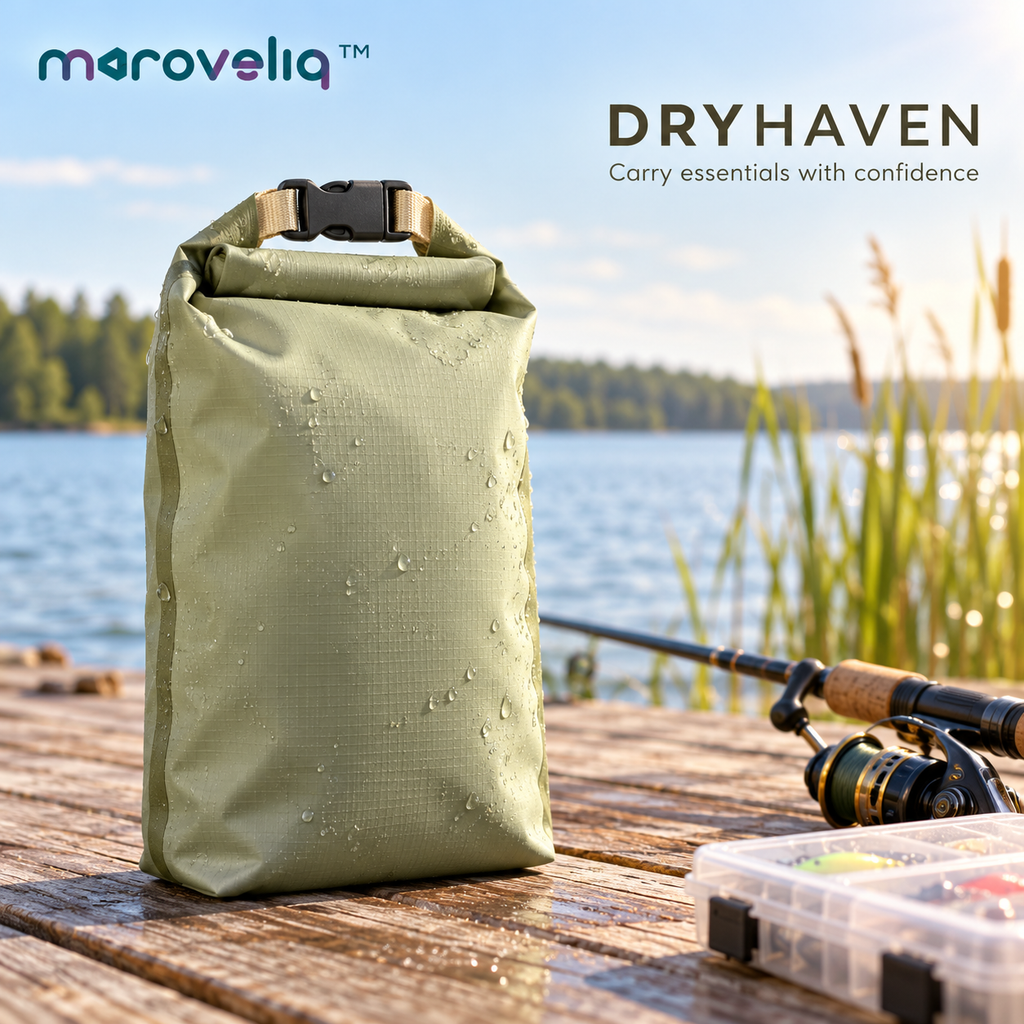 Maroveliq™ DryHaven – Roll-Top Water-Resistant Fishing Gear Pouch, Compact Dry-Style Storage Bag for Outdoor Essentials