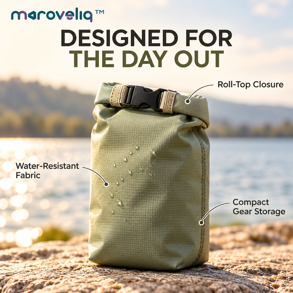 Maroveliq™ DryHaven – Roll-Top Water-Resistant Fishing Gear Pouch, Compact Dry-Style Storage Bag for Outdoor Essentials