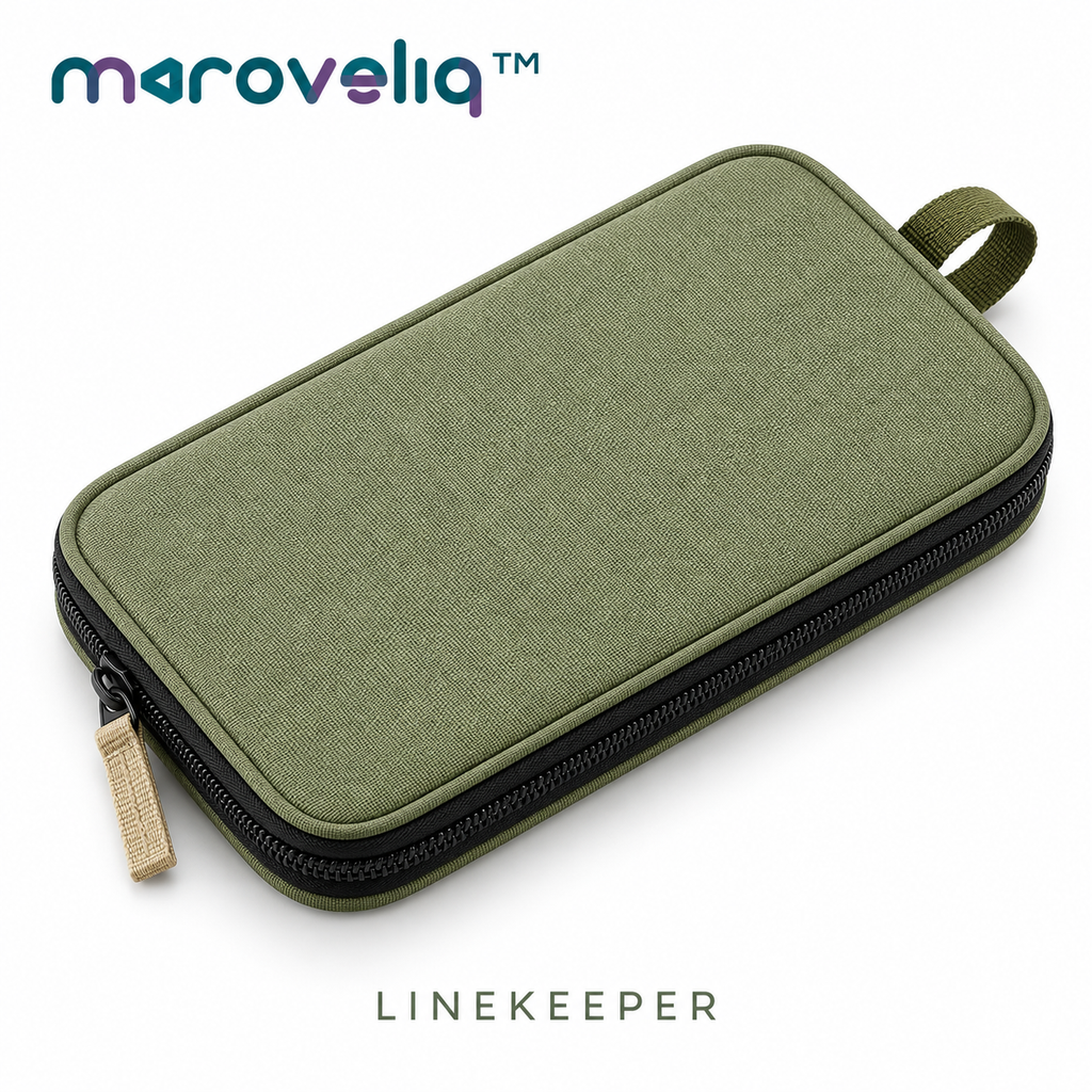 Maroveliq™ LineKeeper – Zippered Fishing Leader Organizer Wallet, Compact Tippet Line & Terminal Tackle Storage Case