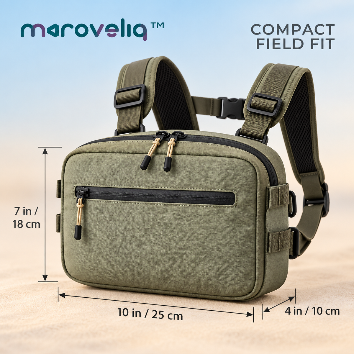 Maroveliq™ StreamCarry – Fishing Chest Pack, Water-Resistant Fly Fishing Gear Bag with Adjustable Harness & Utility Pockets