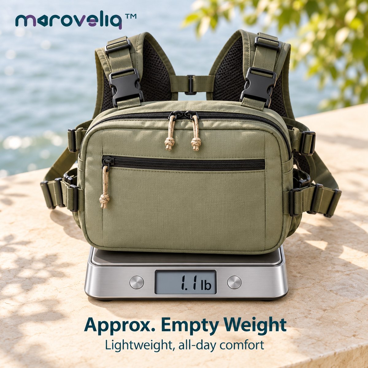 Maroveliq™ StreamCarry – Fishing Chest Pack, Water-Resistant Fly Fishing Gear Bag with Adjustable Harness & Utility Pockets