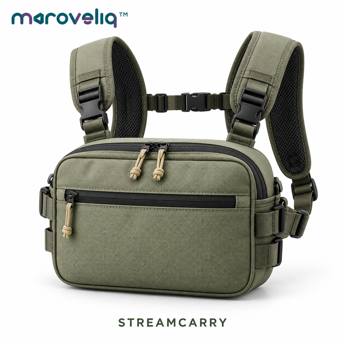 Maroveliq™ StreamCarry – Fishing Chest Pack, Water-Resistant Fly Fishing Gear Bag with Adjustable Harness & Utility Pockets
