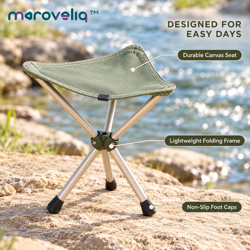 Maroveliq™ CreekSeat – Lightweight Folding Fishing Stool, Compact Portable Outdoor Seat for Bank Fishing & Camping